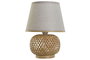 DKD Home Decor Lámpara Sobremesa Blanco Natural 24 x 34 x 24 cm Bambú Poliéster E27 Tela