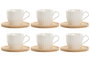 DKD Home Decor Set de 6 Tazas de Café de Porcelana y Bambú Blancas Naturales 220ml