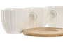 DKD Home Decor Set de 6 Tazas de Café de Porcelana y Bambú Blancas Naturales 220ml