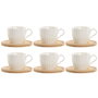 DKD Home Decor Set de 6 Tazas de Café de Porcelana y Bambú Blancas Naturales 220ml