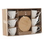 DKD Home Decor Set de 6 Tazas de Café de Porcelana y Bambú Blancas Naturales 220ml