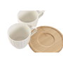 DKD Home Decor Set de 6 Tazas de Café de Porcelana y Bambú Blancas Naturales 220ml