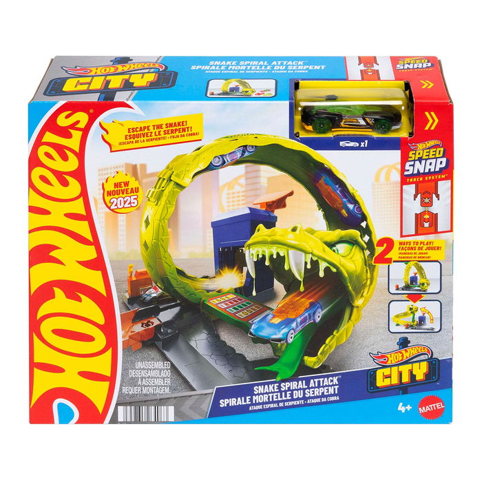 Hot Wheels Ataque Espiral Serpiente JBM63 Mattel Juego Infantil de Coches y Pistas con Loop y Serpiente