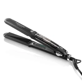 Haeger HS-45B.007A Plancha de Pelo con Vapor, Placas de Titanio, 6 Ajustes de Calor 140-230°C, Pantalla, Apagado Automático, Cable 2.5m, Negro