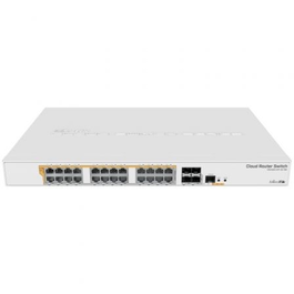 Mikrotik CRS328-24P-4S+RM Switch 28 Puertos Gigabit Ethernet 24 PoE 4 SFP+ 10Gbps Montaje Rack 500W