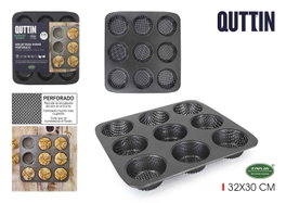 Quttin Molde para 9 Tartaletas Perforado 32x30x3,2 cm (8 Unidades)