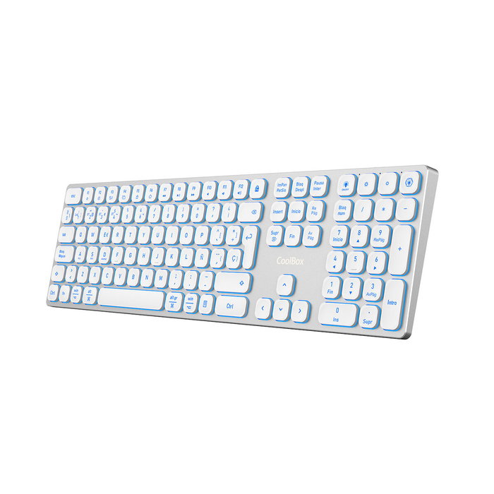 COOLBOX Moonlight Key B431 Teclado Inalámbrico Retroiluminado Blanco/Plateado COOLBOX Moonlight Key B431 Teclado Inalámbrico Retroiluminado Blanco/Plateado