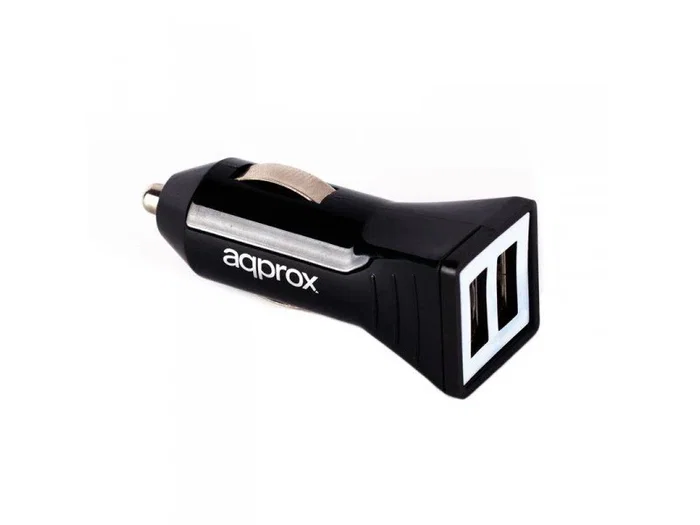 Approx APPUSBCAR31B Cargador de Coche 2 Puertos USB 3.1A Total 5V para Smartphone, Tablet, GPS, Reloj Negro y Gris