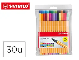 Stabilo Rotulador Point 88 Colores Neón Estuche 25+5 Unidades Punta Fibra Trazo 0.4 mm
