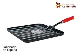 La Estrella Asador Cuadrado Con Parrilla "Jaspeada" 40x23x1.5 cm (10 Unidades)