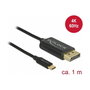 DeLOCK Cable USB Type-C a DisplayPort (DP Alt Mode) 4K 60 Hz 1 m Coaxial 83709