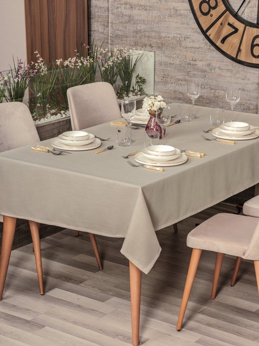 L'essentiel linge de maison Mantel Plain 160 Beige Poliéster 155x160 cm