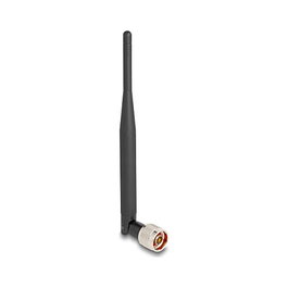 DeLOCK Antena WiFi 7 Omnidireccional 3 dBi, con Conector N Macho, 2.4-2.5 & 4.9-7.125 GHz, Negro - Modelo 90735