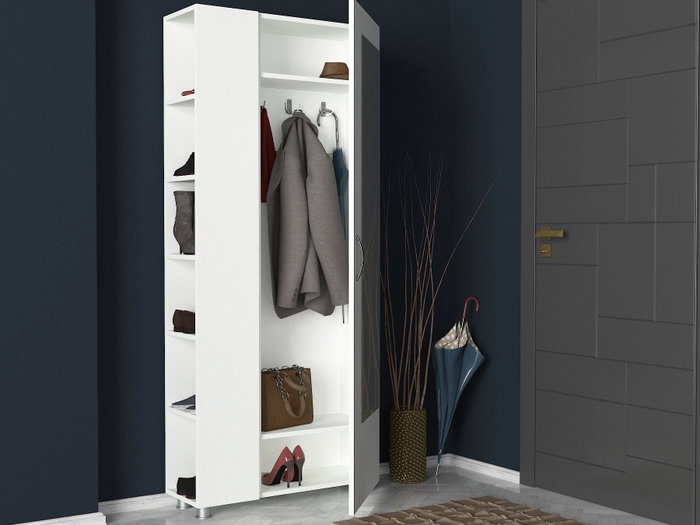 Hanah Home Recibidor Blanco Escandinavo 80cm x 185cm x 28.6cm