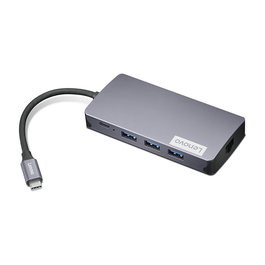 Lenovo GX91M73946 Docking Station USB-C Travel Dock, 3x USB-A 3.2, 1x HDMI 4K 30 Hz, 1x VGA, Ethernet Gigabit, Lector SD/MicroSD, Alimentación USB-C hasta 100 W, Color Gris