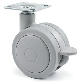 Q&Q Rueda Giratoria Rolom Aro Doble Ø60 Plástico con Freno Gris