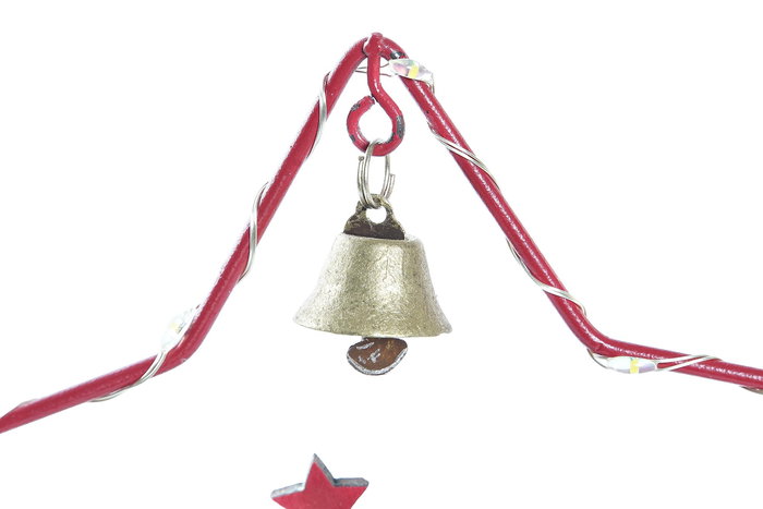 DKD Home Decor Figura Navidad Estrella Rojo Dorado MDF LED 7 x 14 x 13 cm (6 Unidades)