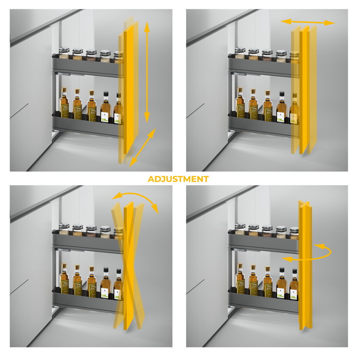 Emuca Botellero lateral extraíble Harmony con cierre suave, Módulo ancho 150mm alto 700mm, Acero y Madera, Gris antracita