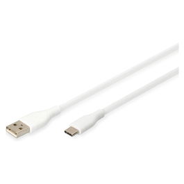 Digitus Cable USB 2.0 Tipo C a USB-A de Silicona Blanco 2m
