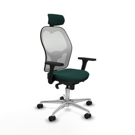 PIQUERAS Y CRESPO Silla de oficina Jorquera con mecanismo Sincro, Verde botella y Blanco
