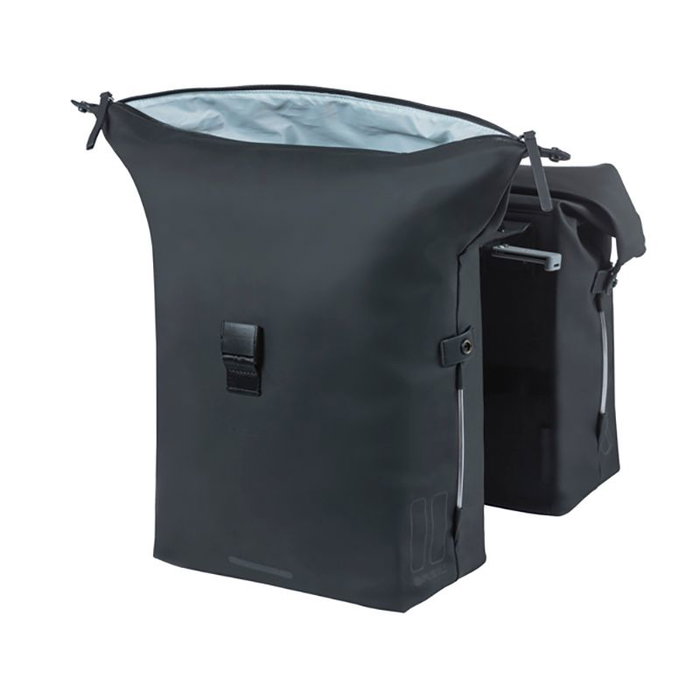 Basil SOHO Alforjas Dobles Impermeables con LED 41L para Portaequipajes Trasero MIK - Negro