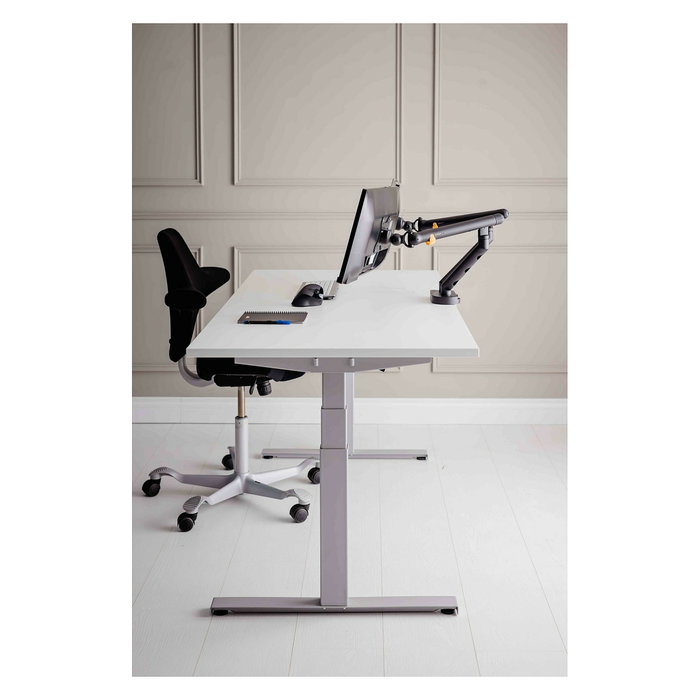 BakkerElkhuizen BE Flexible Dual Soporte de Monitor de 2 Brazos, 20 kg, Pantalla 17-35", Montaje en Escritorio, 75x75-100x100 mm, Gris