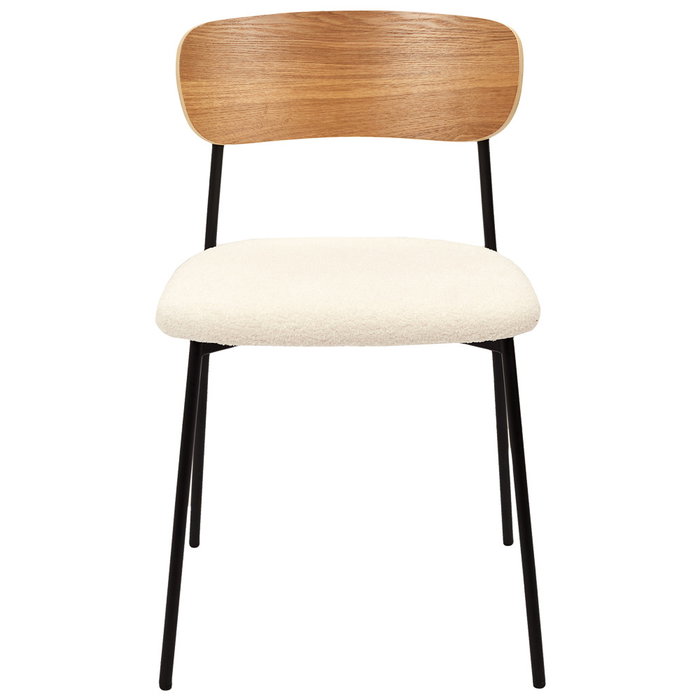 Home Deco Factory Silla Tapizado Rizo Colección Natural Patas Hierro Asiento Borreguito Medidas 46x48xh78.3cm