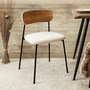 Home Deco Factory Silla Tapizado Rizo Colección Natural Patas Hierro Asiento Borreguito Medidas 46x48xh78.3cm