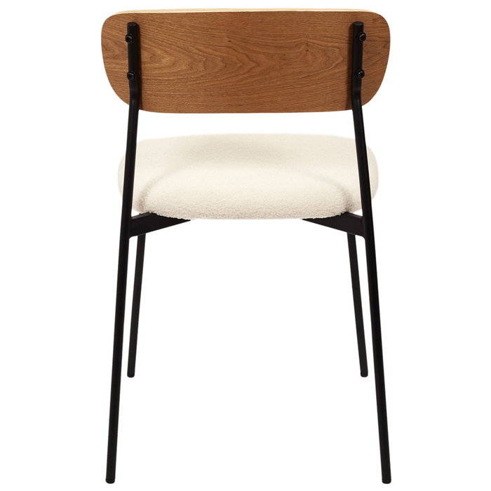Home Deco Factory Silla Tapizado Rizo Colección Natural Patas Hierro Asiento Borreguito Medidas 46x48xh78.3cm