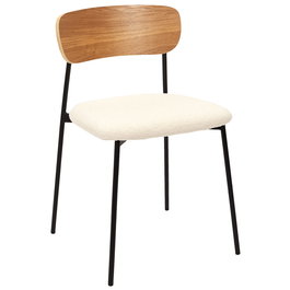 Home Deco Factory Silla Tapizado Rizo Colección Natural Patas Hierro Asiento Borreguito Medidas 46x48xh78.3cm