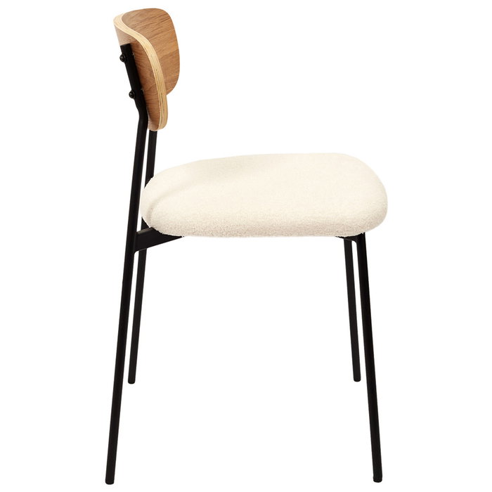 Home Deco Factory Silla Tapizado Rizo Colección Natural Patas Hierro Asiento Borreguito Medidas 46x48xh78.3cm