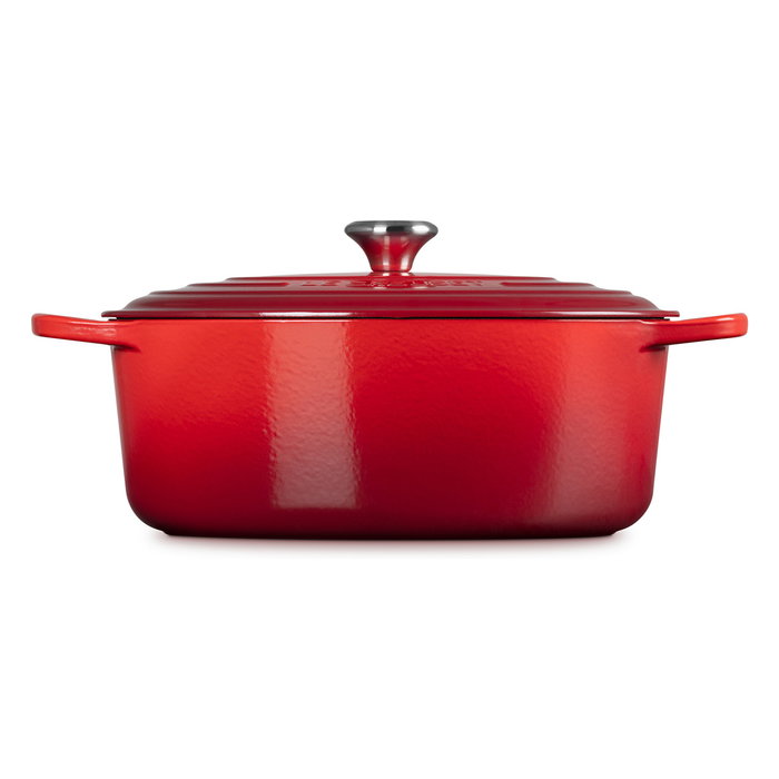 Le Creuset Signature Bratcer Kirschrot Oval 33 cm (2022510) - Brater de Hierro Fundido de 7.5L, Rojo, apto para horno