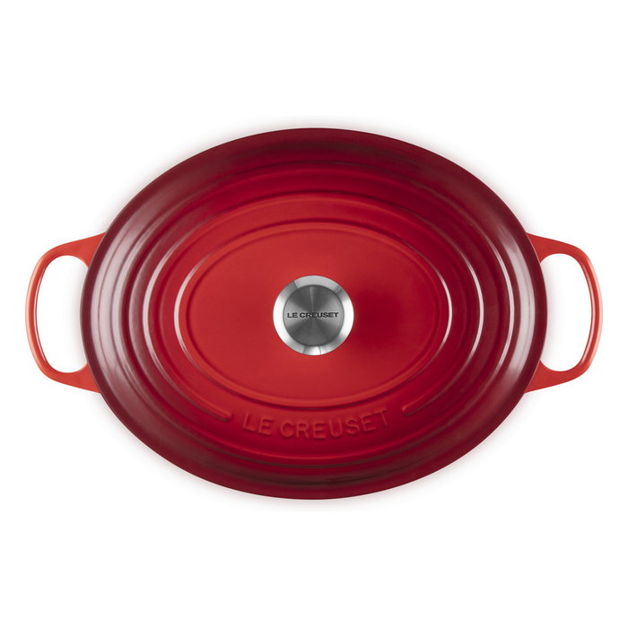 Le Creuset Signature Bratcer Kirschrot Oval 33 cm (2022510) - Brater de Hierro Fundido de 7.5L, Rojo, apto para horno