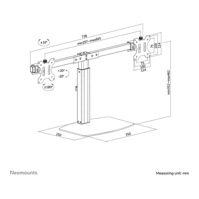 Neomounts FPMA-D865DBLACK Soporte para Monitor Doble hasta 27" Negro