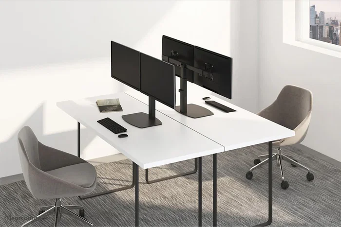 Neomounts FPMA-D865DBLACK Soporte para 2 Monitores de hasta 27" - Brazo de escritorio con resorte de gas, ajuste de altura, inclinación y giro, gestión de cables, VESA 75/100, Negro