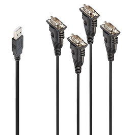 Lindy Convertidor USB a Serie RS232, Adaptador de 4 Puertos para Conectar Periféricos Legacy