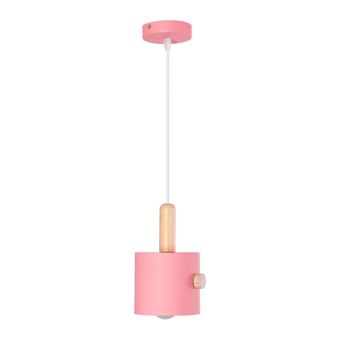 Lámpara Colgante "Scarlet" SKD-P1014-T de Metal y Madera, Ajustable en Altura, Cable Regulable, con Diseño Moderno