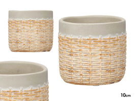 Maceta Cemento Efecto Ratan 10 cm Gris Ibergarden (Set de 24)