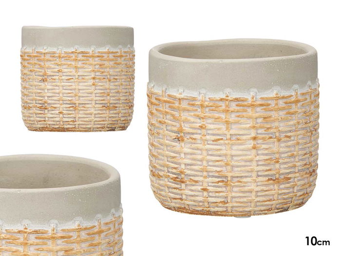 Maceta Cemento Efecto Ratan 10 cm Gris Ibergarden (Set de 24) Maceta Cemento Efecto Ratan 10 cm Gris Ibergarden (Set de 24)