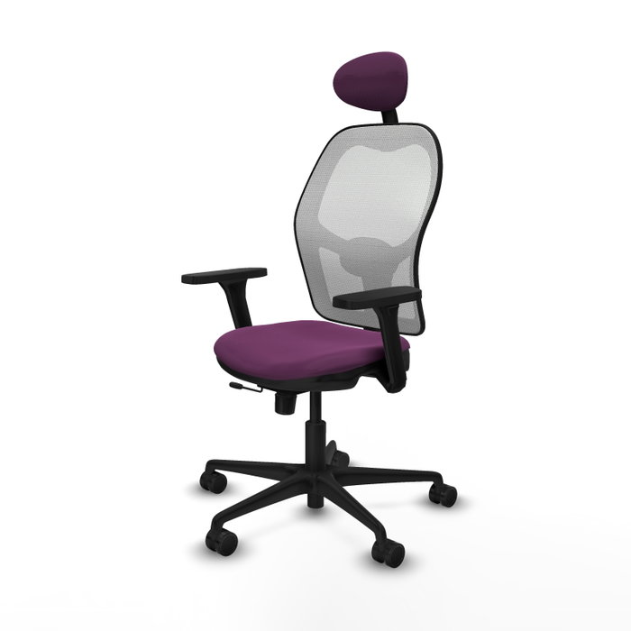 PIQUERAS Y CRESPO Silla de oficina Jorquera con mecanismo Sincro/Traslack, Morado y Blanco