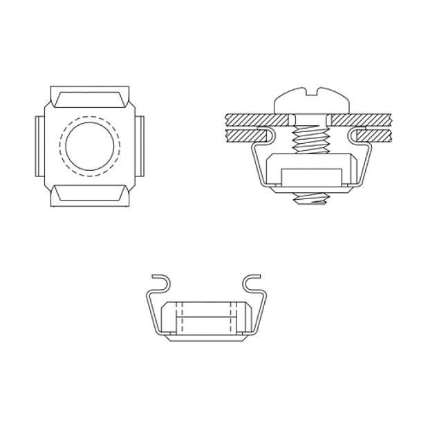 LogiLink AC0112 Kit de montaje M6 con tornillos y tuercas de jaula galvanizadas, 50 piezas