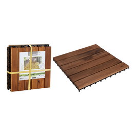 Progarden Baldosas de madera de acacia para terraza 30x30 cm, 4 piezas, capa superior impermeable y base de polipropileno