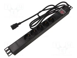 Lanberg Regleta de alimentación rack PDU 19" 1U 10A 5x Schuko 2m negra C14