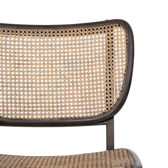 Sillón Negro Ratán/Madera Salón 84 X 58 X 74 cm