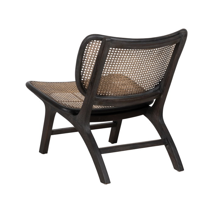 Sillón Negro Ratán/Madera Salón 84 X 58 X 74 cm