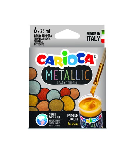 Carioca Témpera Escolar Metallic Colores Surtidos Caja de 6 Botes de 25 ml Carioca Témpera Escolar Metallic Colores Surtidos Caja de 6 Botes de 25 ml