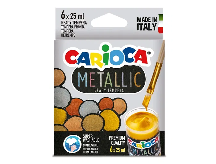 Carioca Tempera Escolar Metallic Bote 25 ml Caja de 6 Colores Surtidos Carioca Tempera Escolar Metallic Bote 25 ml Caja de 6 Colores Surtidos