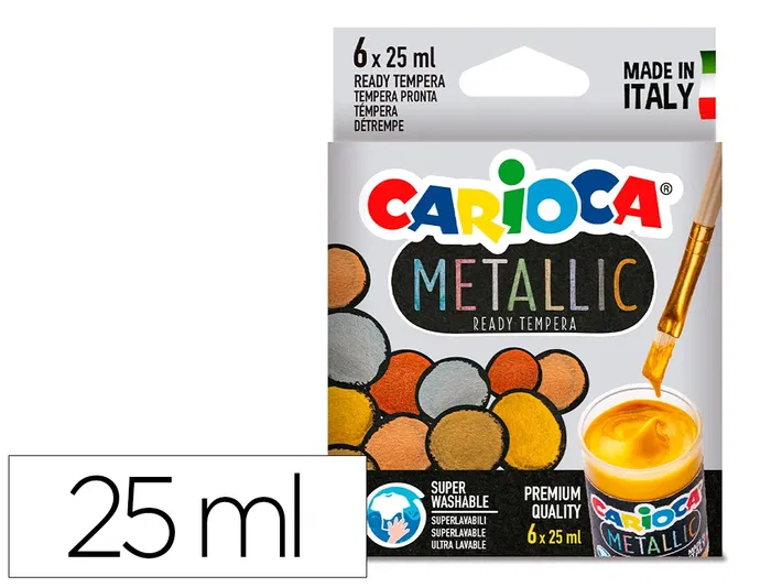 Carioca Tempera Escolar Metallic Bote 25 ml Caja de 6 Colores Surtidos Carioca Tempera Escolar Metallic Bote 25 ml Caja de 6 Colores Surtidos