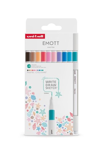 Uni-Ball EMOTT Rotuladores de Escritura y Dibujo Colores Pastel Estuche 10 UD Uni-Ball EMOTT Rotuladores de Escritura y Dibujo Colores Pastel Estuche 10 UD