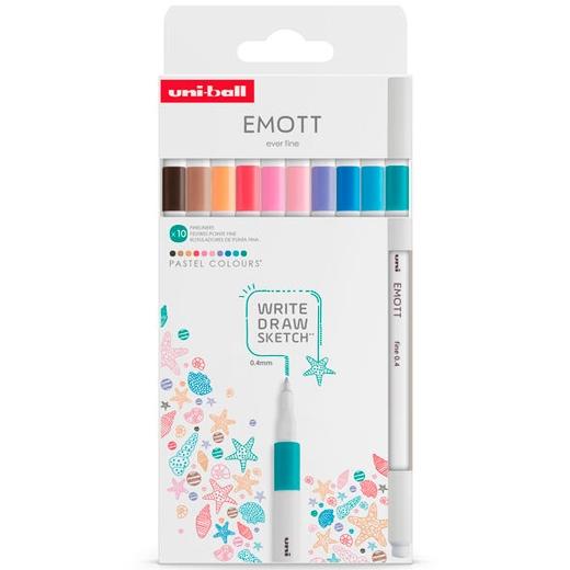 Uni-Ball Emott Rotuladores de Escritura y Dibujo Colores Pastel, Estuche 10 Unidades Uni-Ball Emott Rotuladores de Escritura y Dibujo Colores Pastel, Estuche 10 Unidades
